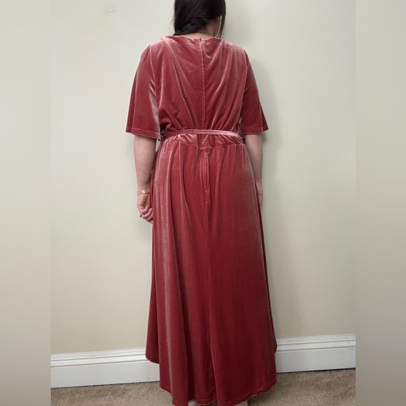 NWT DB Studio Elegant Velvet Wrap Dress in Blush - Picture 5 of 8